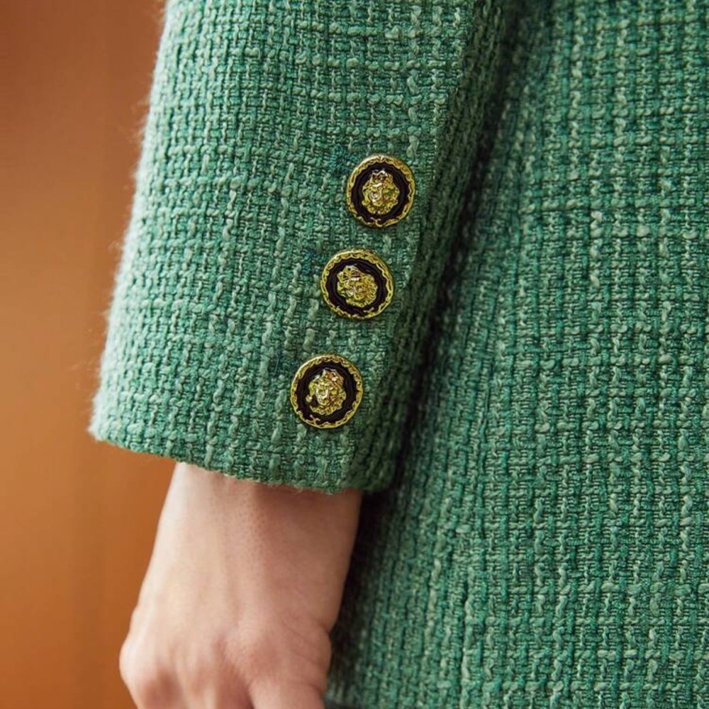 TRENDS BLAZER MOTF PREMIUM TWEED VISCOSE-BLEND BLAZER GREEN Size S - Picture 2 of 12